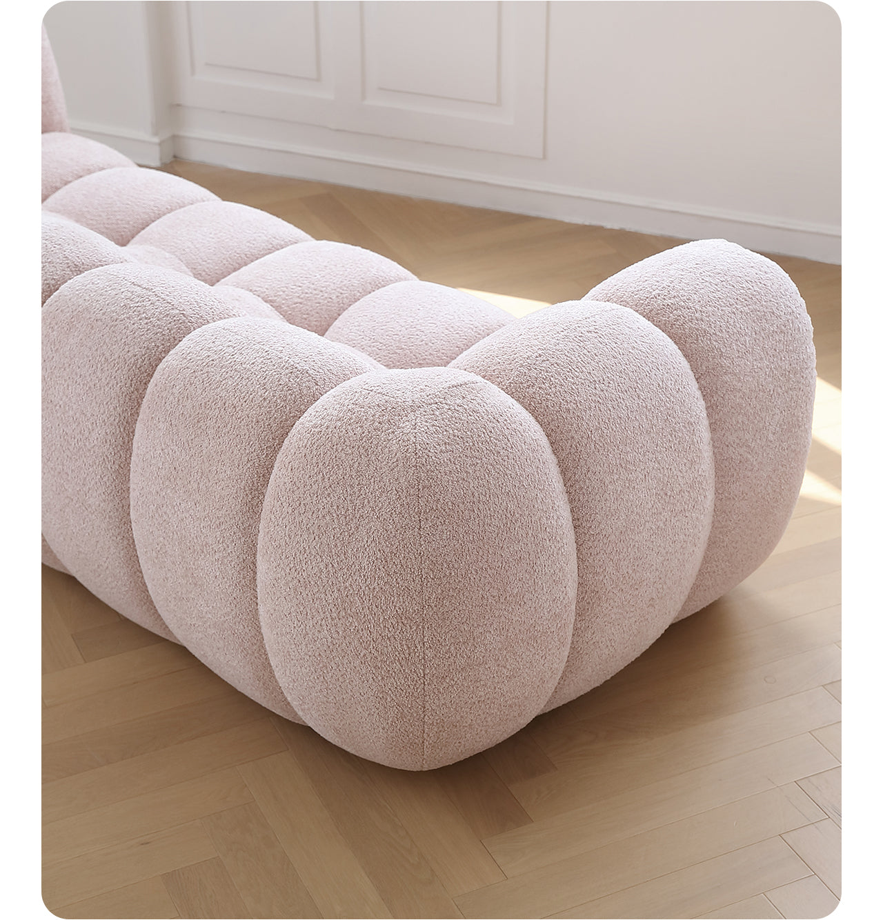 Light French retro cream style puff sofa marshmallow fabric sofa special offer