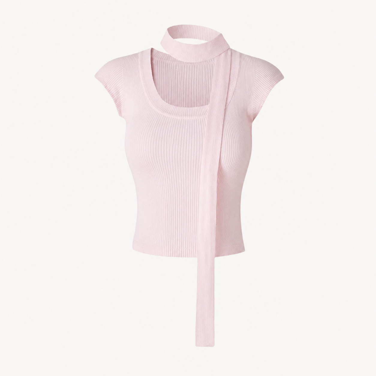 CUTOUT KNIT CAP-SLEEVE TOP