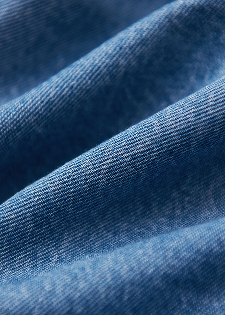 Light washed linen peak collar denim shirt