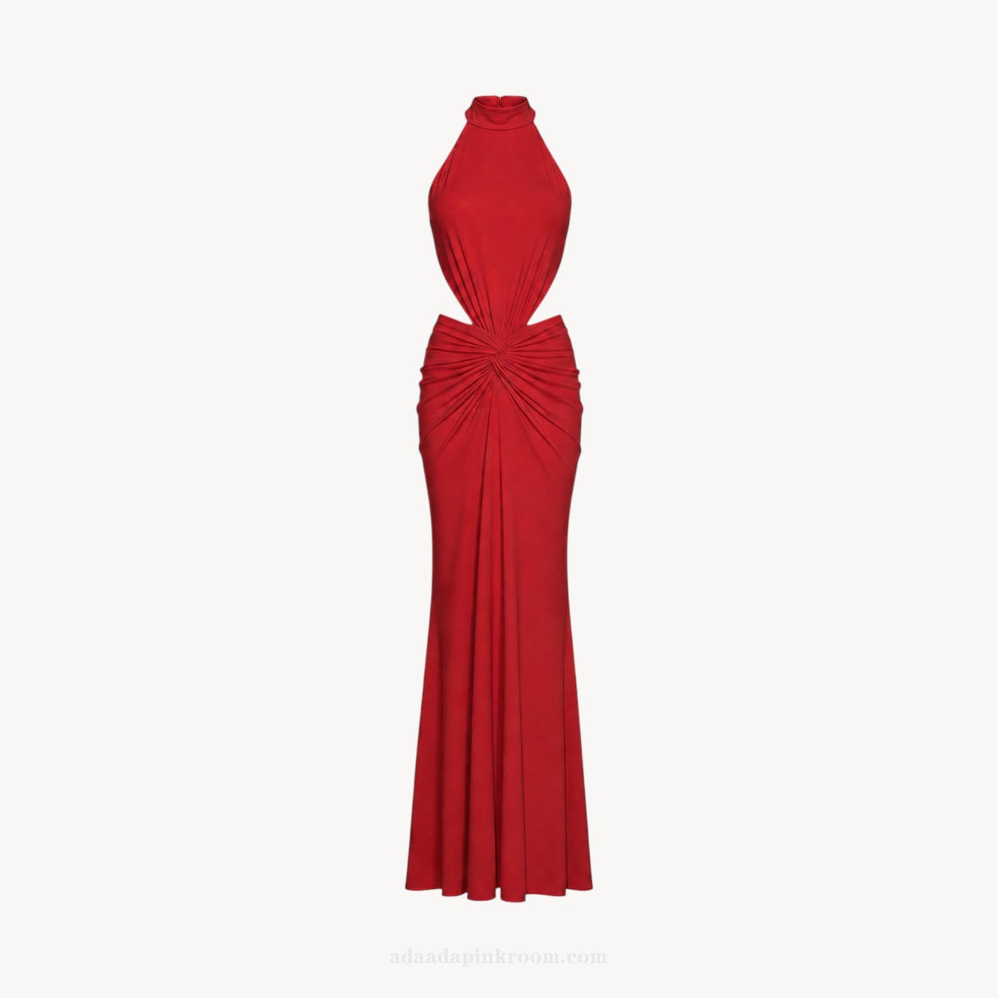 RUCHED HALTER MAXI DRESS