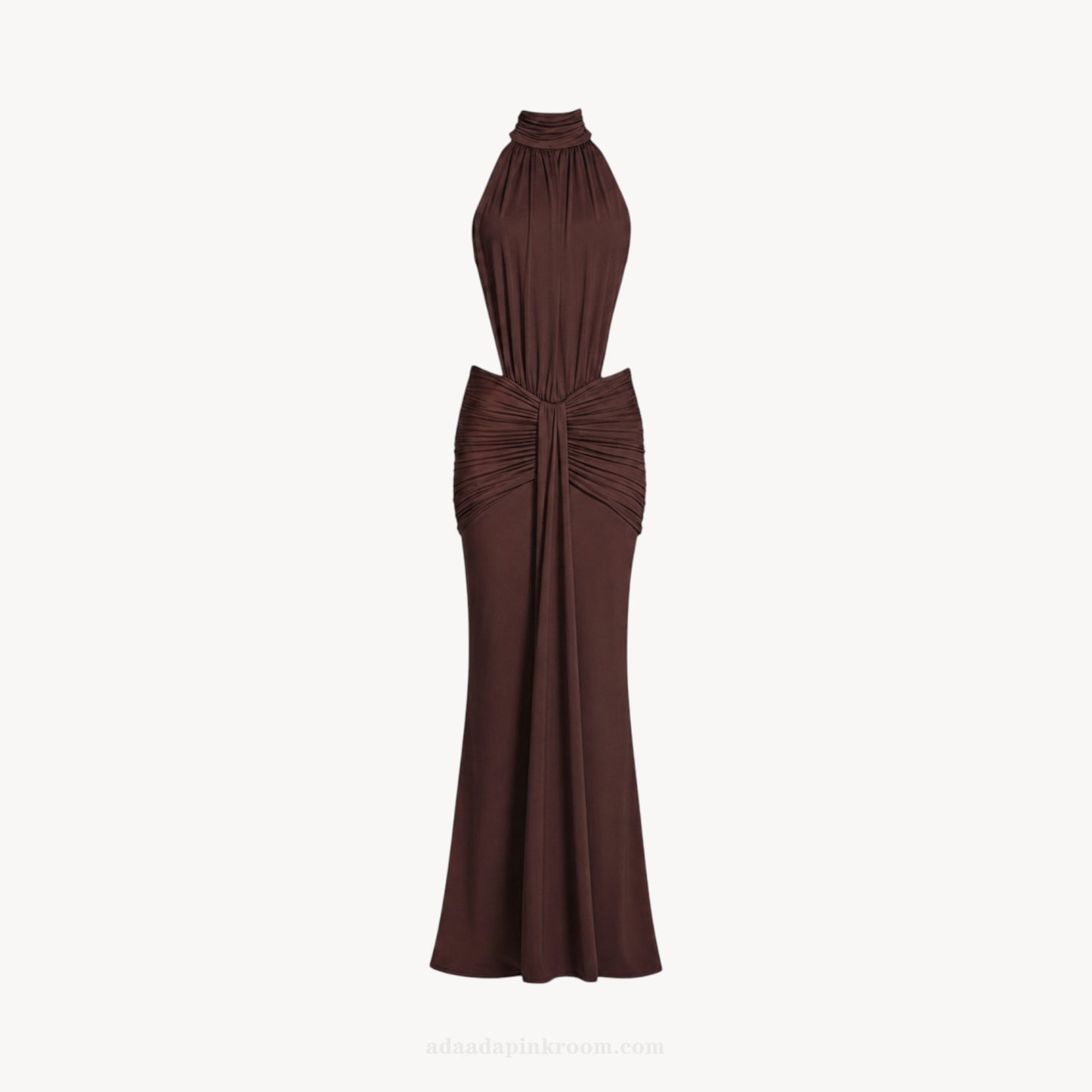 RUCHED HALTER MAXI DRESS