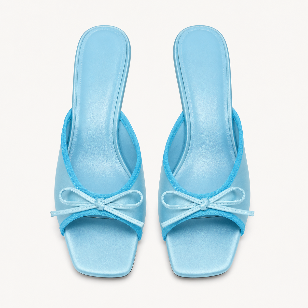 Bow Satin Heeled Mules