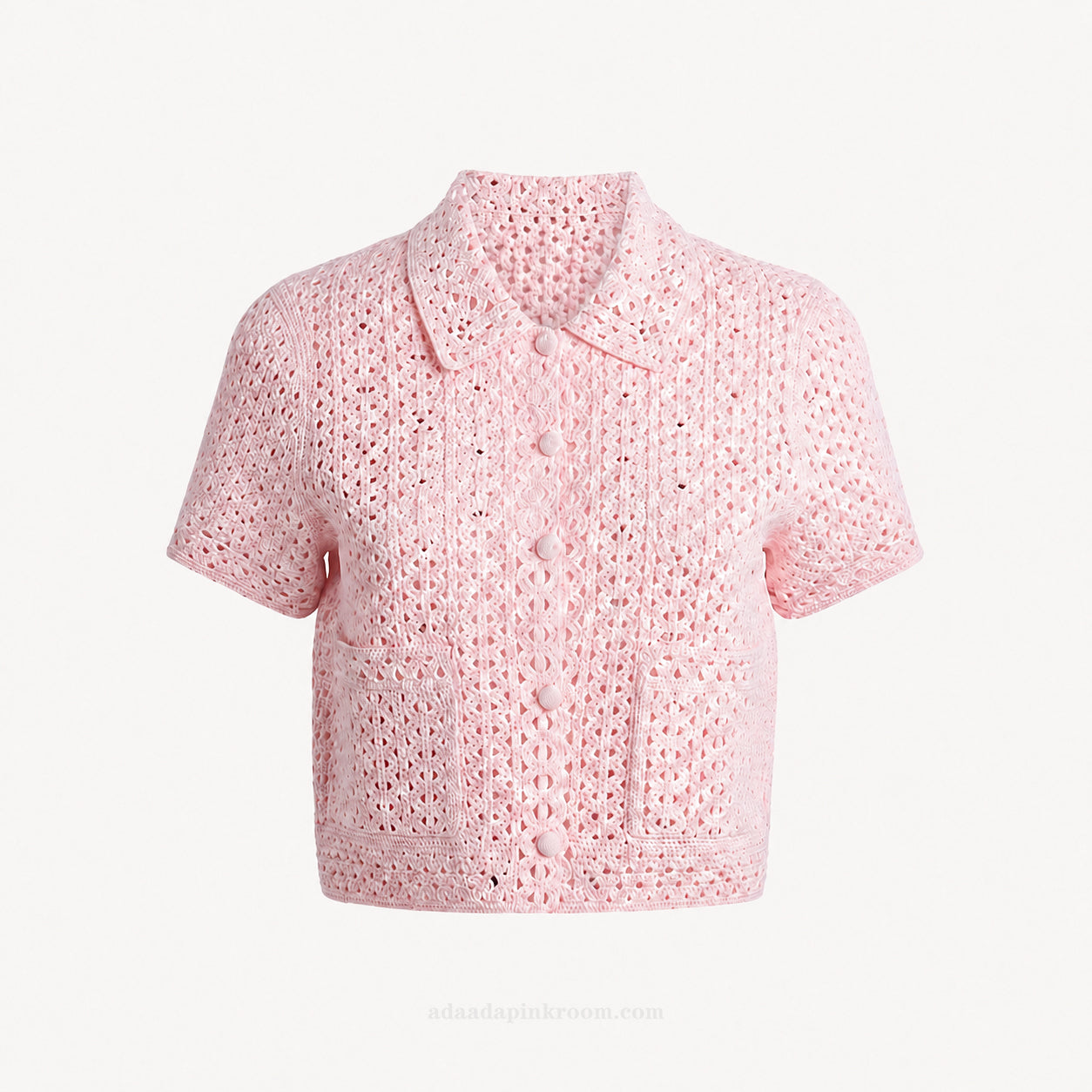 PINK LACE CROPPED SHIRT