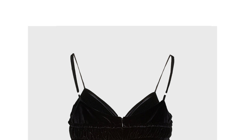 Black velvet short camisole