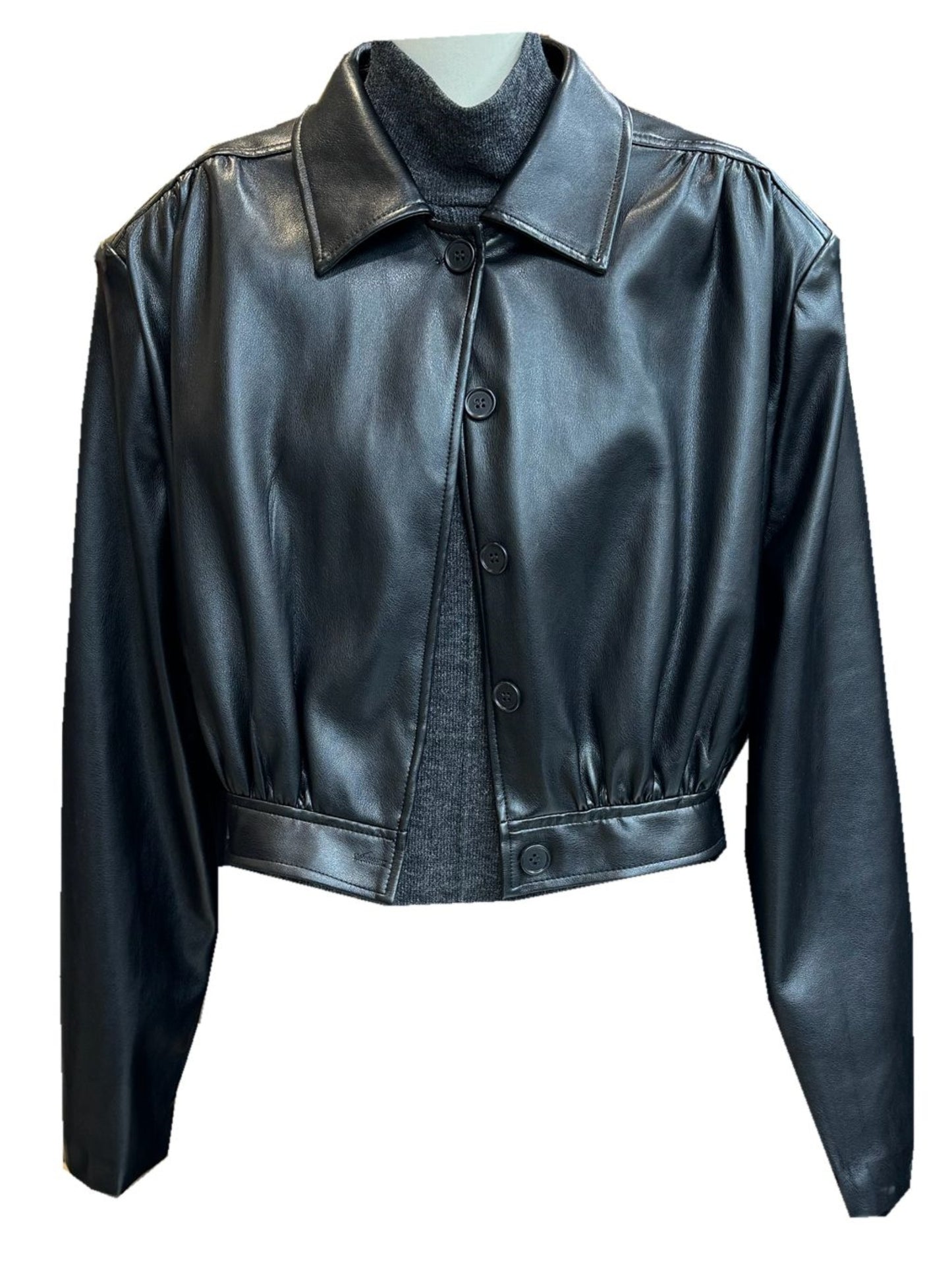 Short Loose PU Leather Motorcycle Jacket