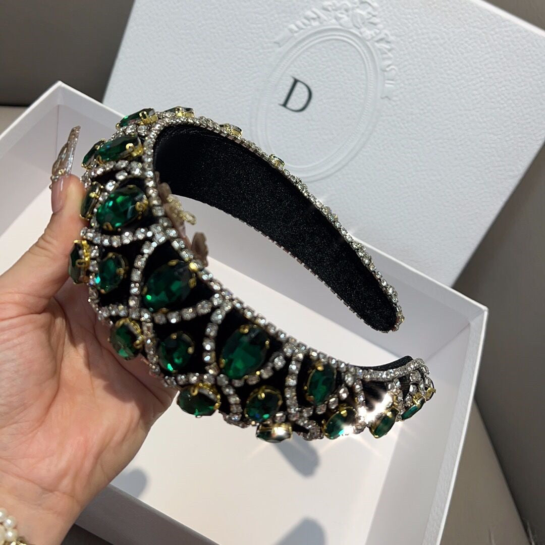 Light luxury headband set with diamonds and glass gems