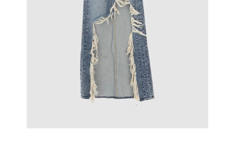 Ripped denim skirt