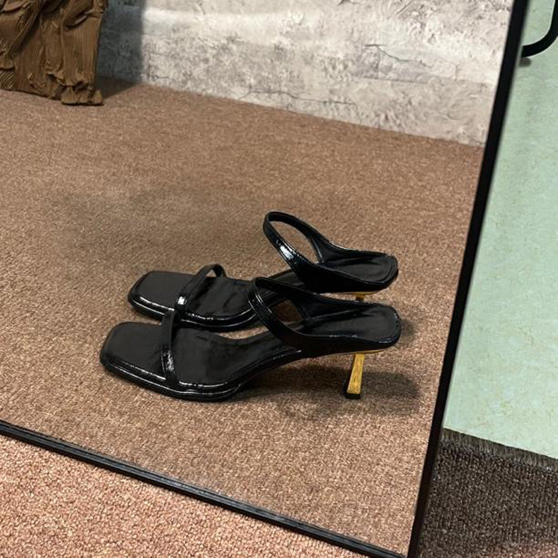 Vintage leopard print sexy strappy open toe sandals