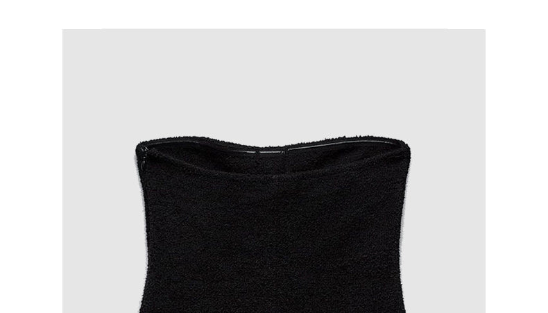 Black knitted tube top French style high-end feel