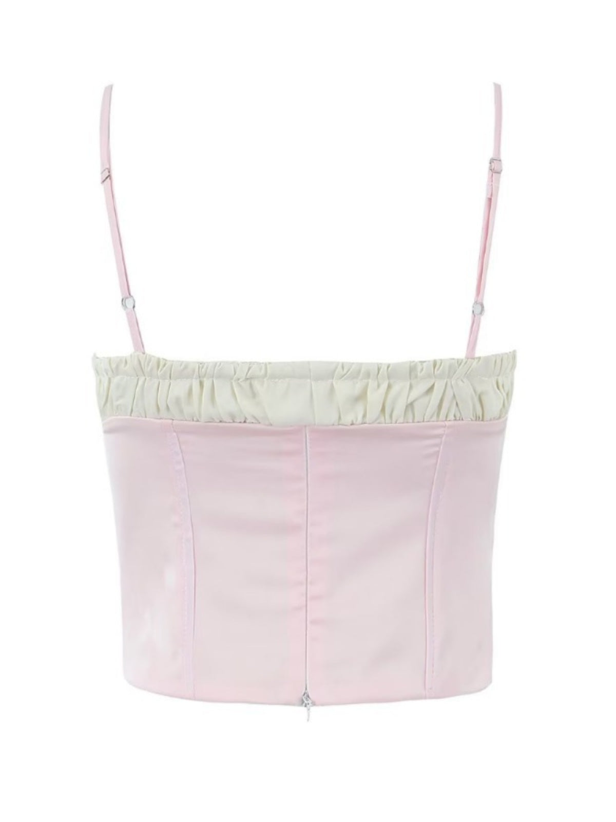 Pleated paneled lace-up cropped crop top