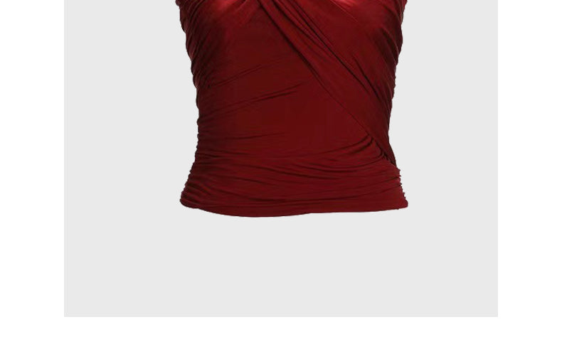 French red short halter top