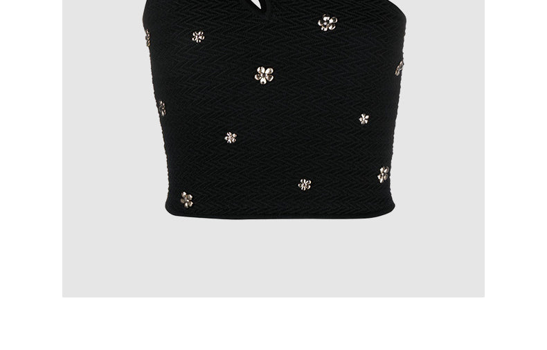 Short black one shoulder camisole