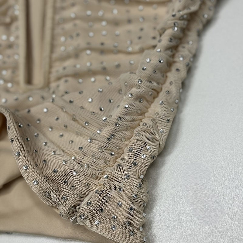 Rhinestone Mesh Slim Back Top