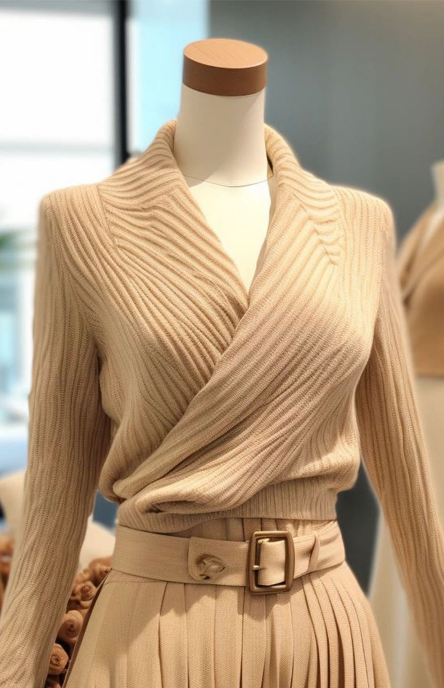 C.Knitted top and skirt set