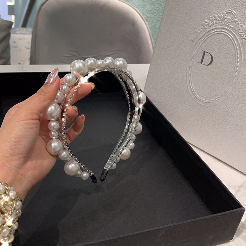 Pearl Headband Double Drainage Diamond Hair Accessory
