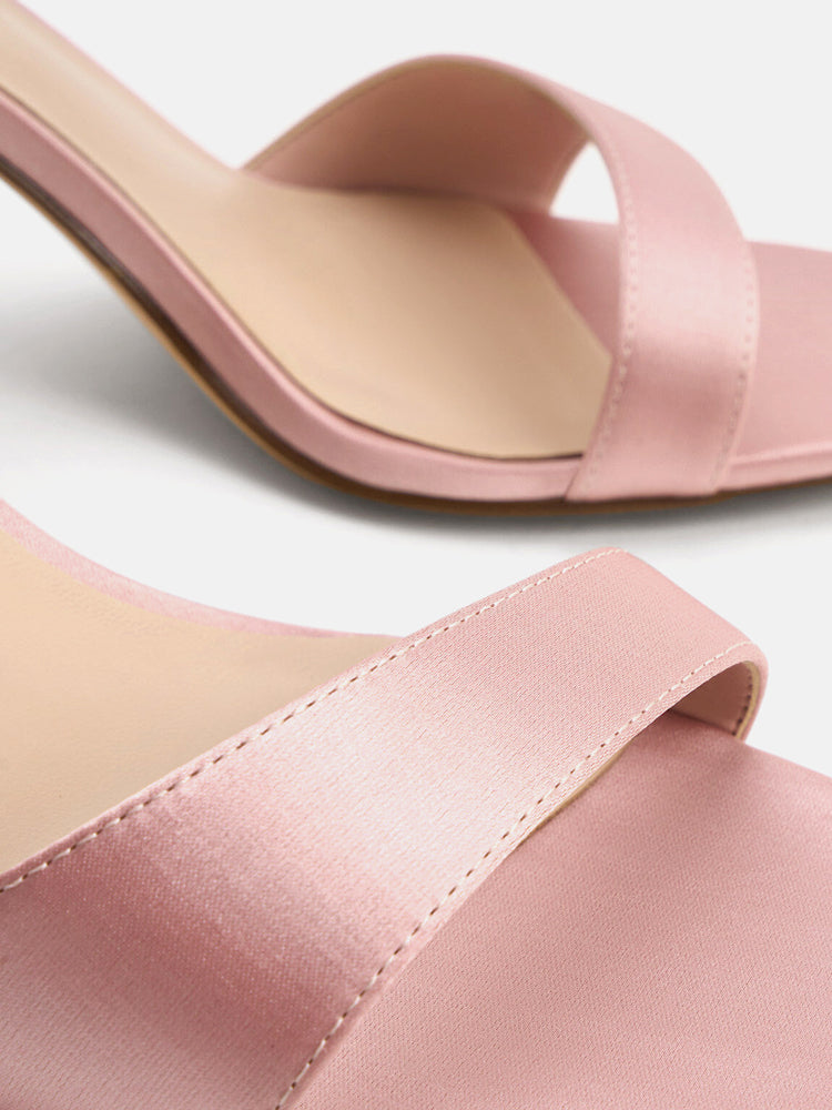 Bow strap pink high heel sandals