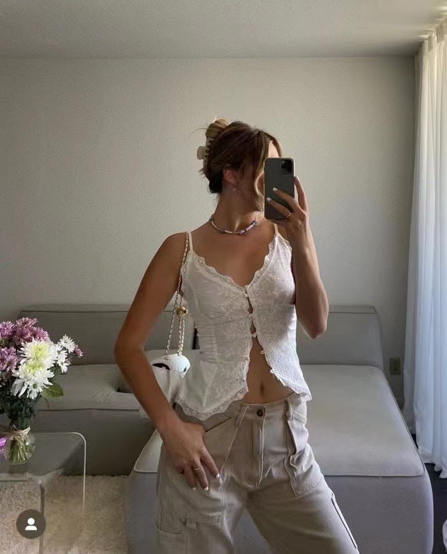 European and American lace satin V-neck camisole