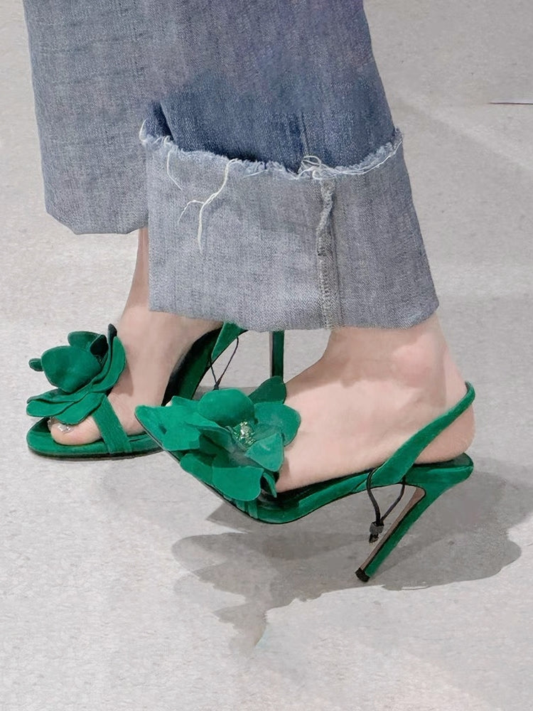 Sakura pink flower crystal fairy sandals