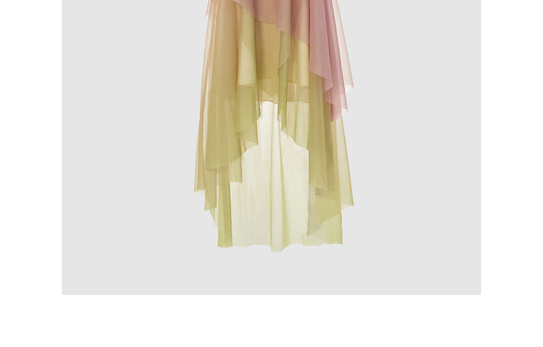 Gradient color halter dress French lady style