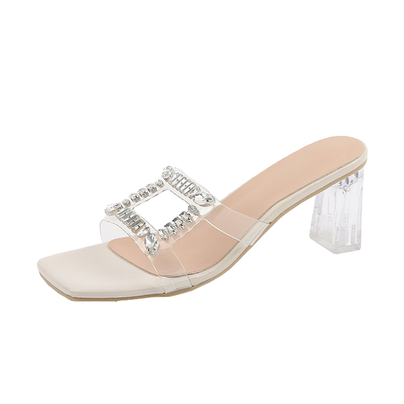 Elegant crystal heel high heel sandals