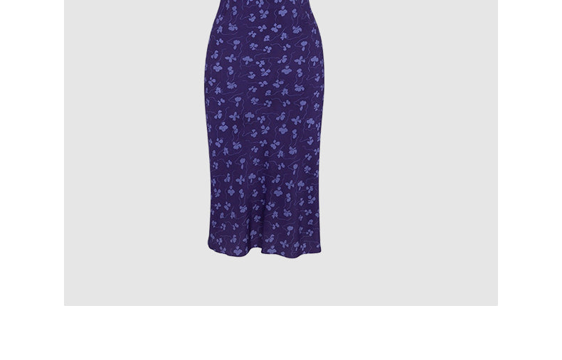 Purple floral halterneck dress sexy backless