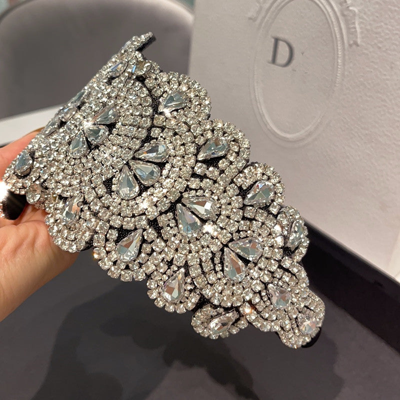 Wide-brim rhinestone small fragrant headband