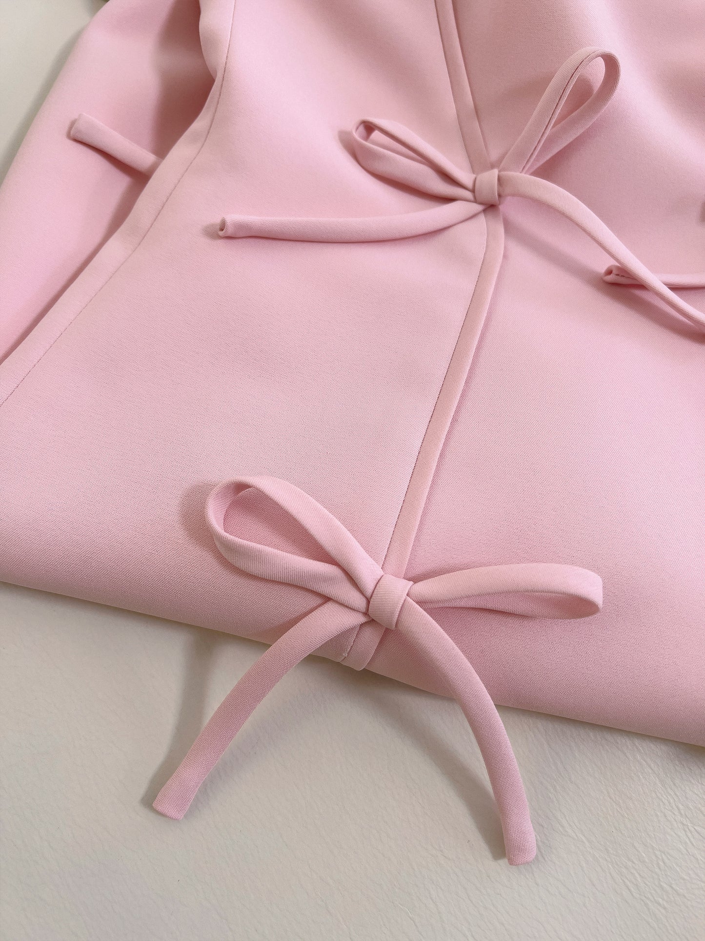 Pink bow waist slimming long dress, high-end suspender dress