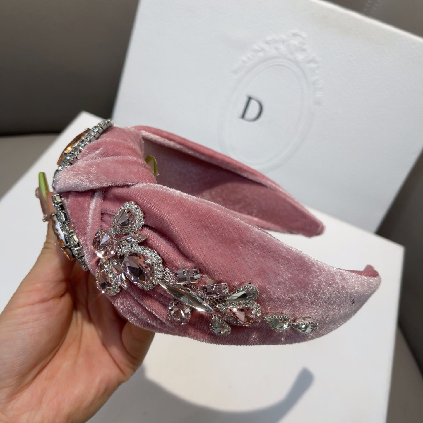 Bohemian style velvet diamond-encrusted high-end hairband for ladies