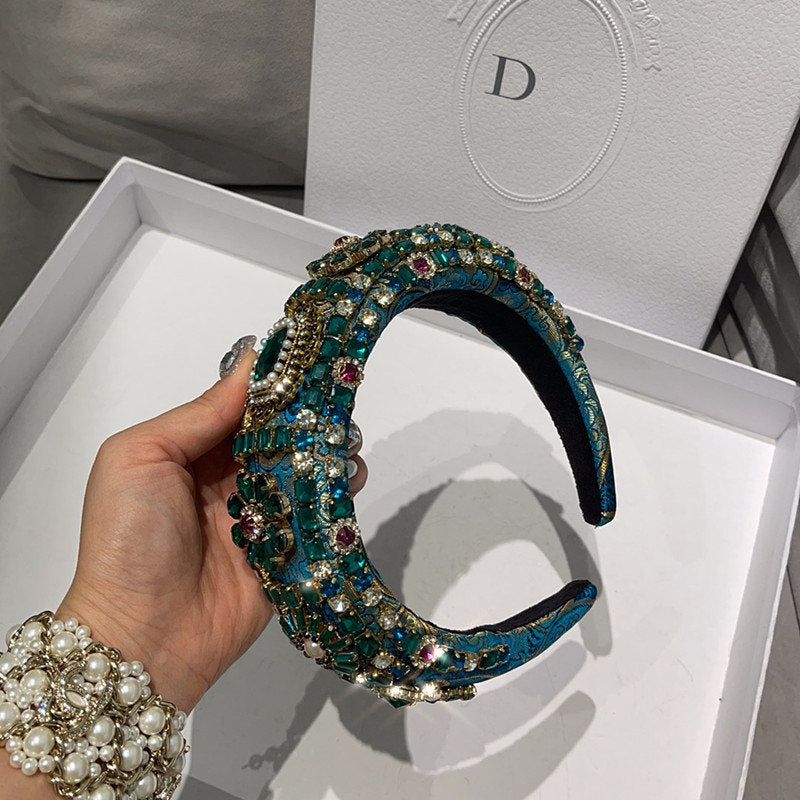 Thickened hand-set diamond gemstone headband