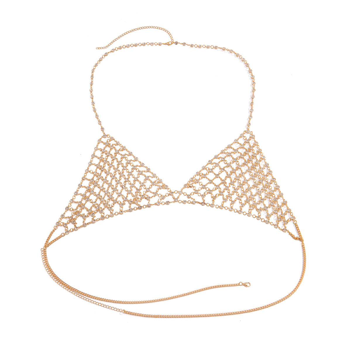 Handmade mesh rhinestone hollow sexy chest chain