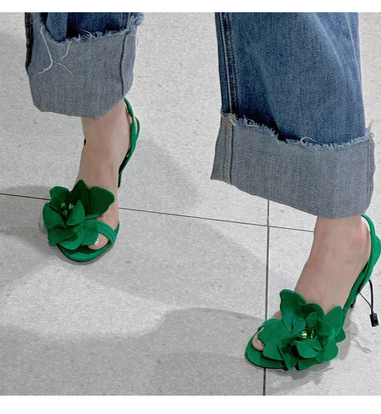 Elegant fairy open-toe rhinestone stiletto sandals