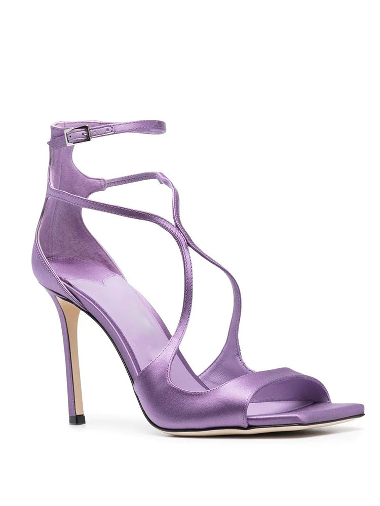 Fairy style one-piece taro purple satin high heels