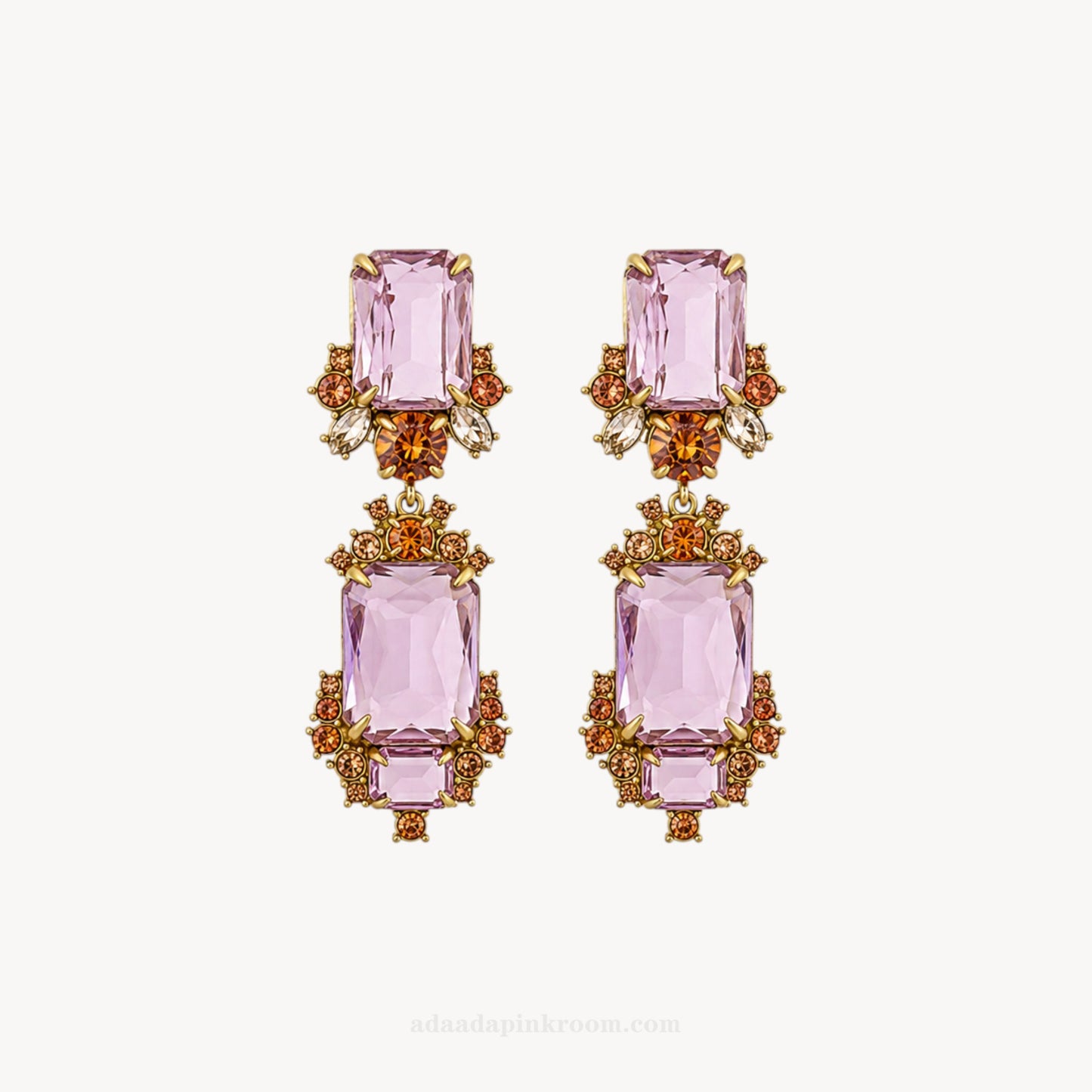 Pink Gem Drop Earrings