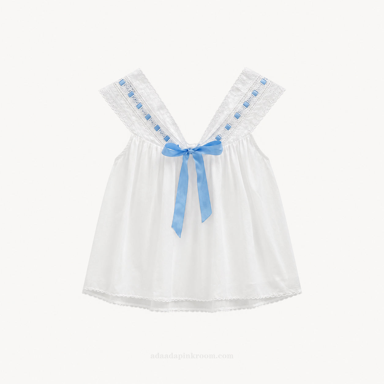 BLUE BOW COTTON TOP