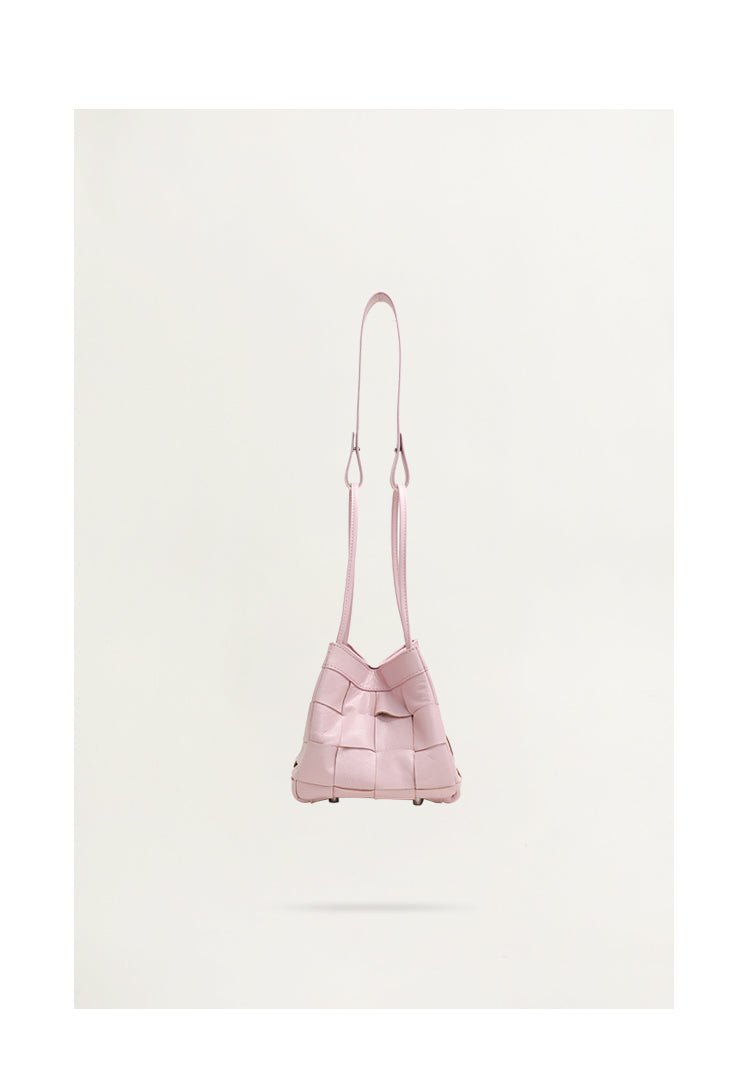 Cowhide Bucket Bag Woven Shoulder Bag