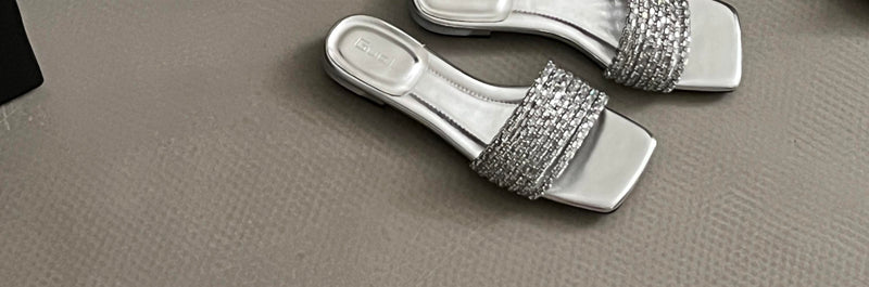 Water brick outer wear medium heel open toe flat slippers