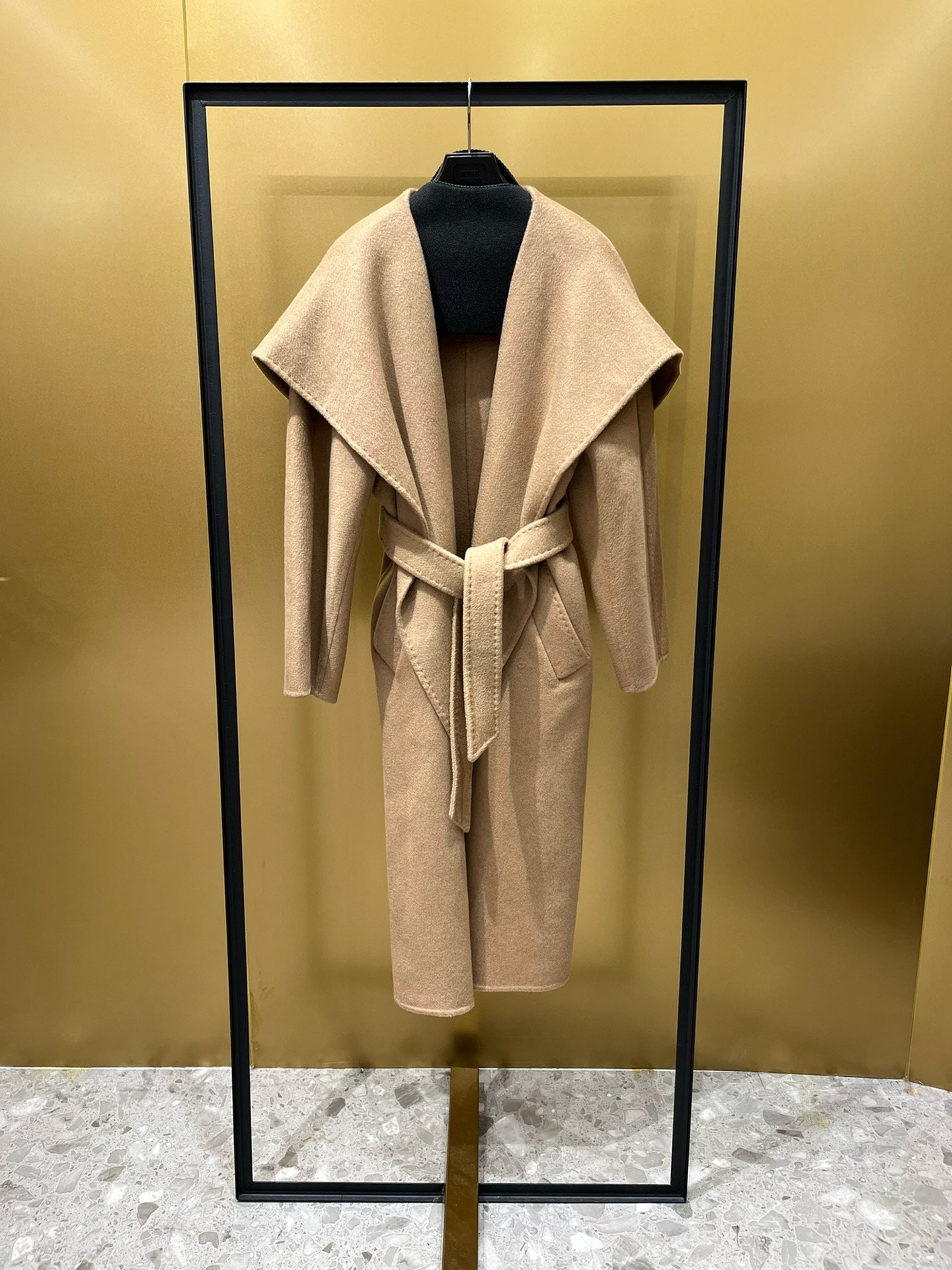 Double-faced lapel cashmere water ripple coat