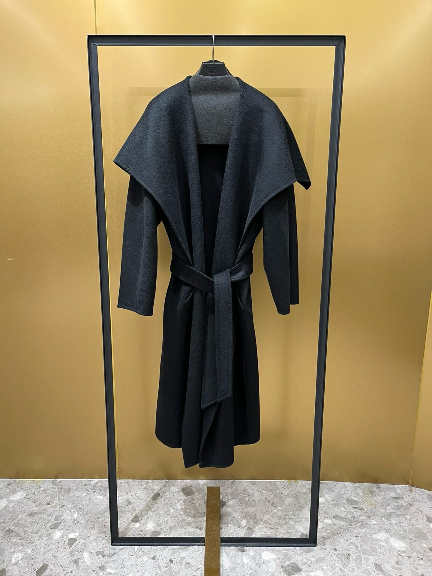 Double-faced lapel cashmere water ripple coat