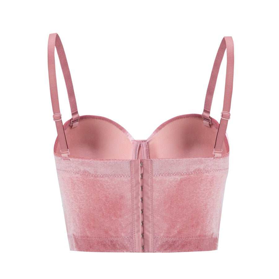 Women's underwired fishbone bra top for body shaping and tube top