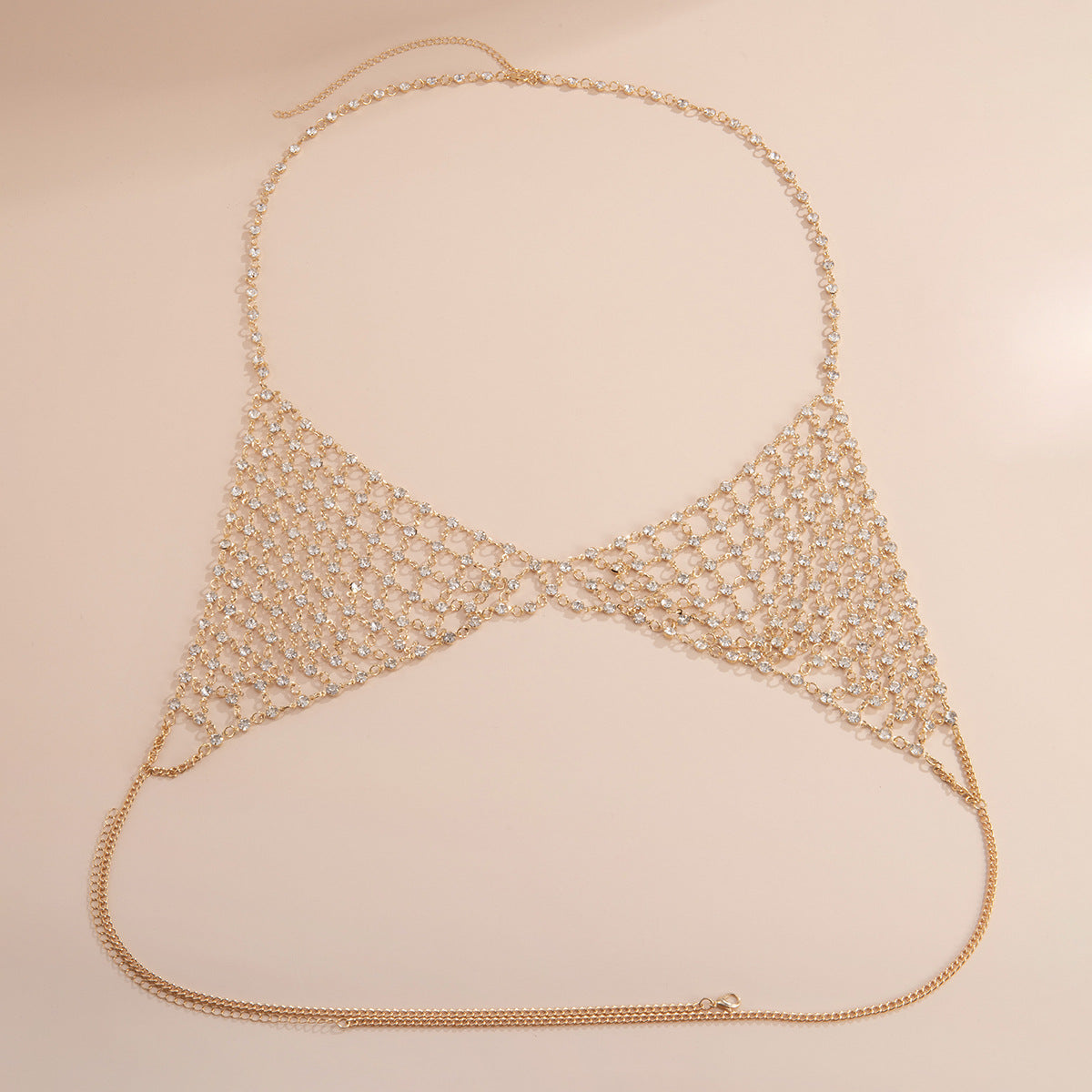 Handmade mesh rhinestone hollow sexy chest chain