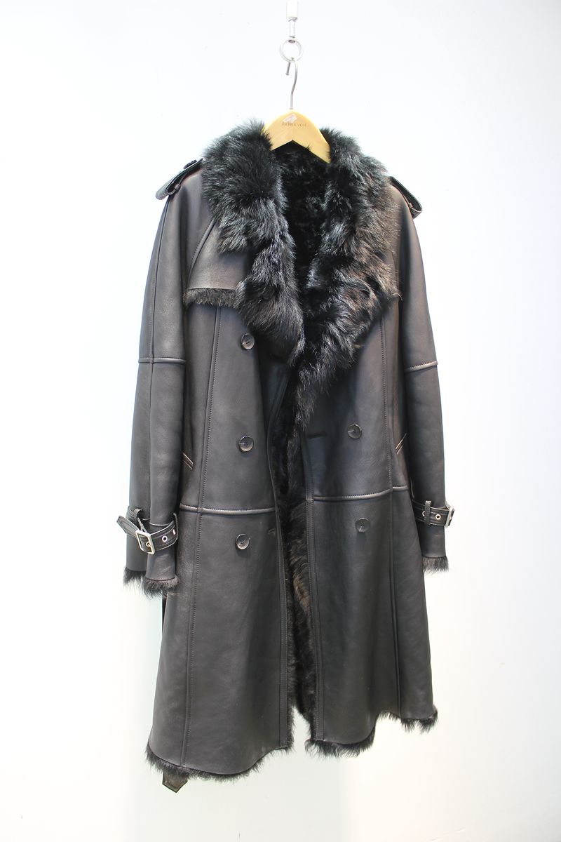 Imported Tuscan sheepskin all-in-one British style mid-length fur coat