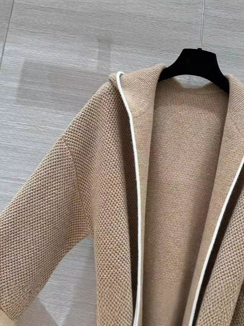 Hooded cashmere cardigan