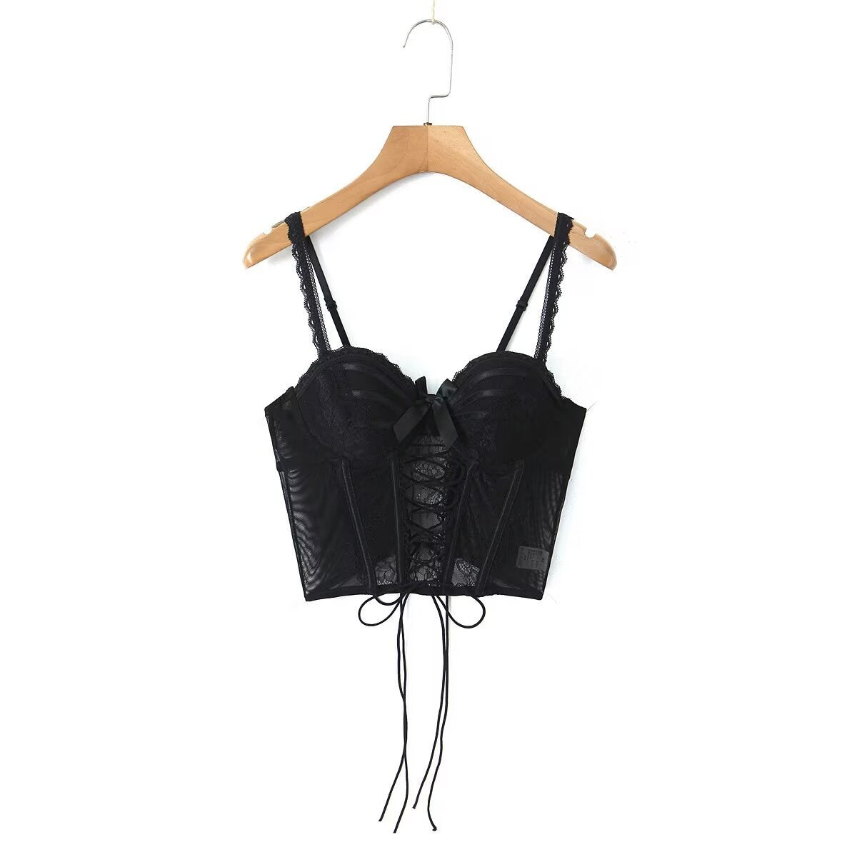 Pink bow lace herringbone suspender belt