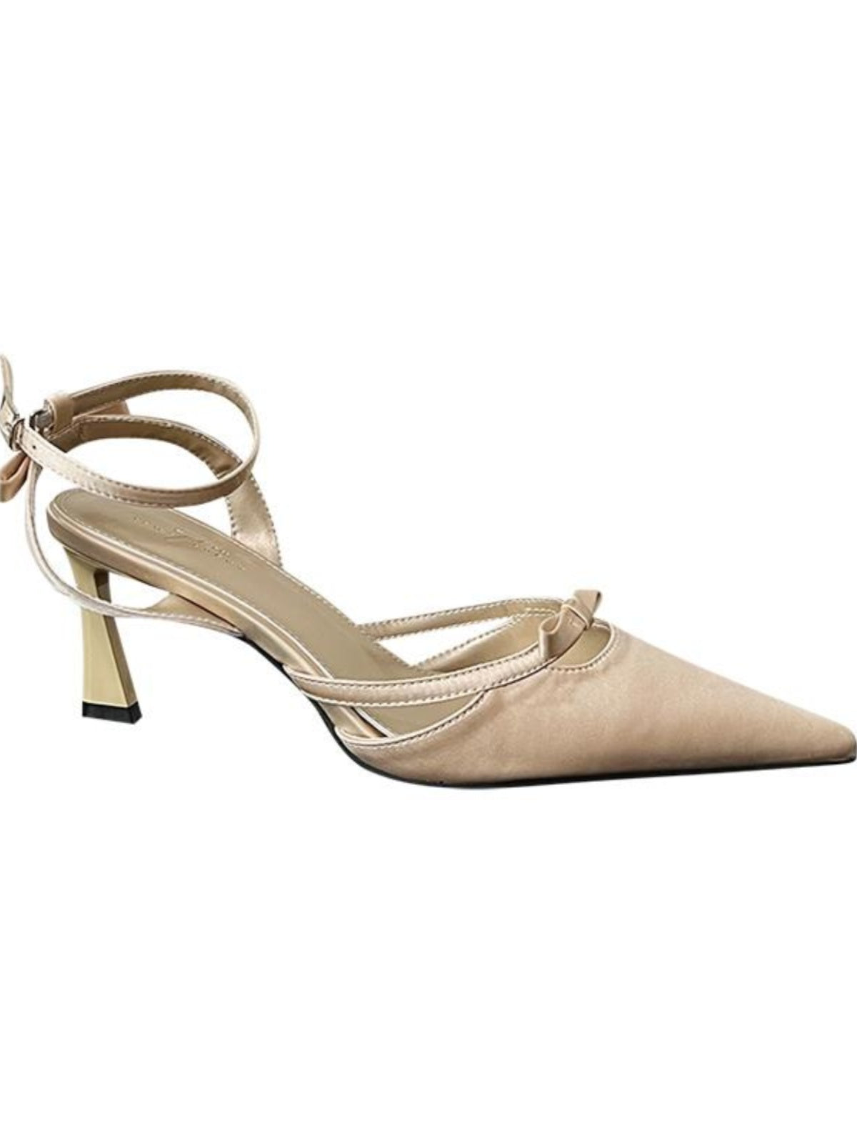 Pointed toe bow buckle strap stiletto high heel sandals