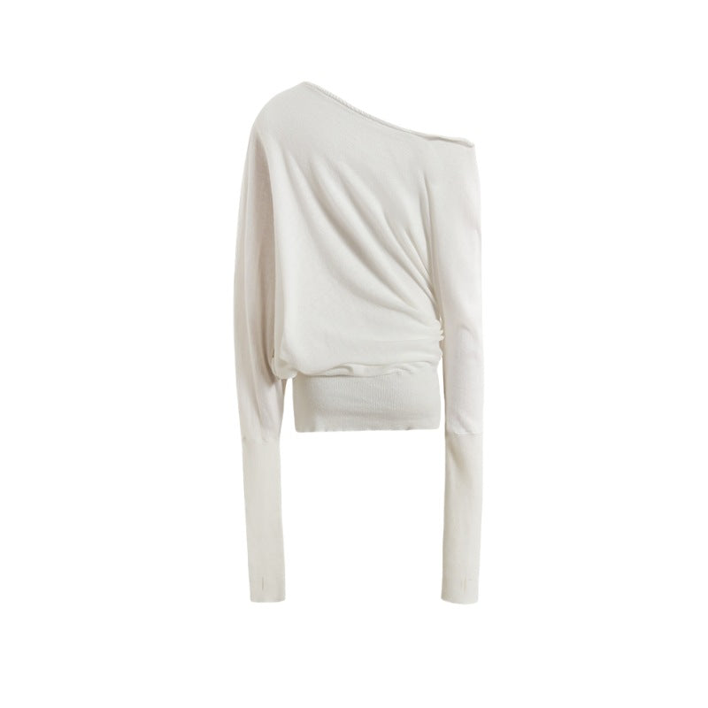 European and American personalized long shoulder knitted sweater