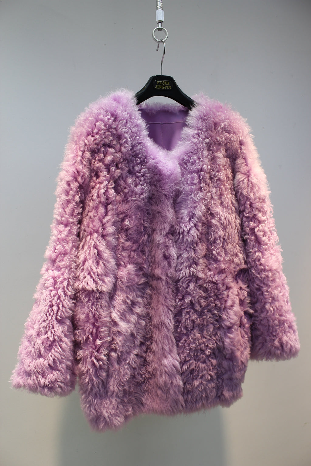 Lmported Tuscan sheepskin one-piece slimming fur jacket