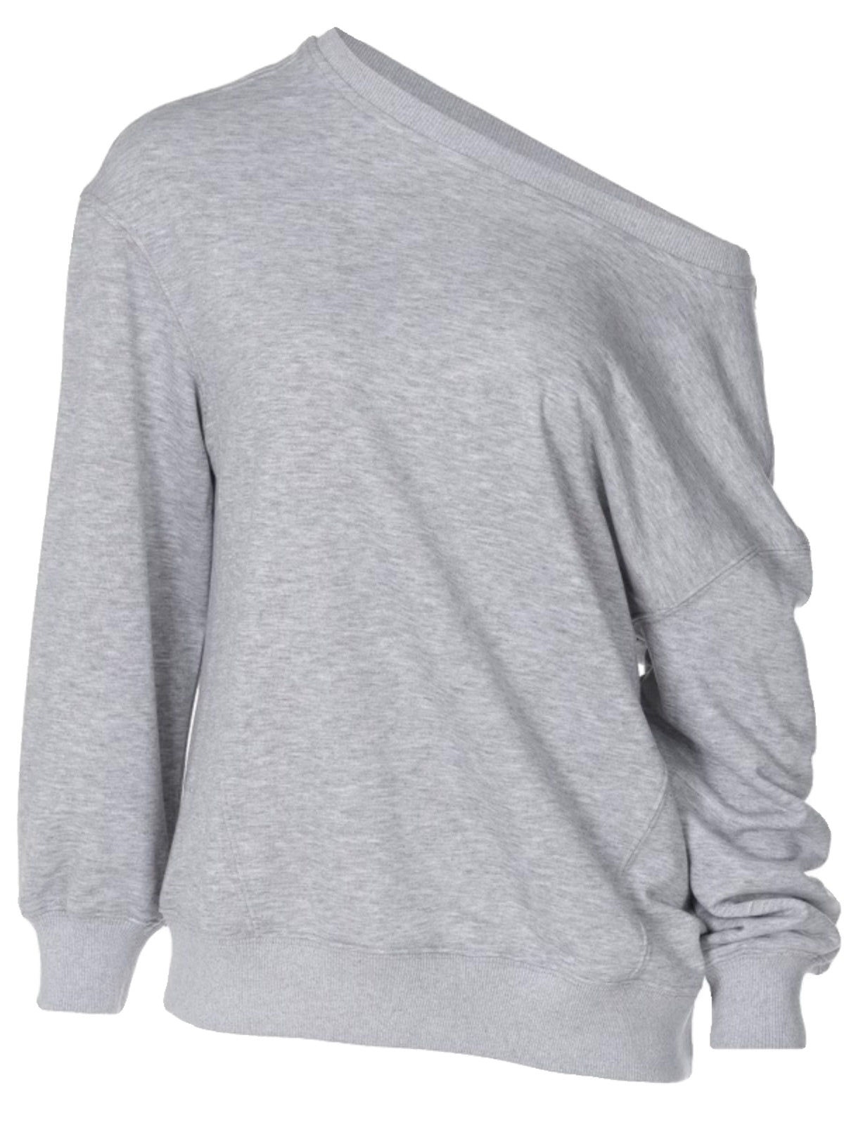 Gray off-shoulder sweatshirt autumn and winter