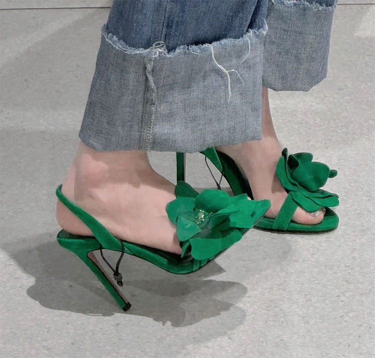 Elegant fairy open-toe rhinestone stiletto sandals