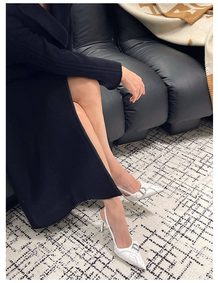 French pointed toe ladylike stiletto heeled toe sandals