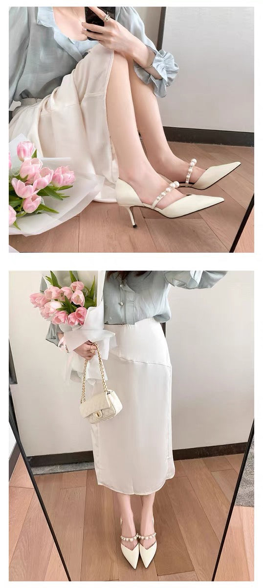Pointed patent leather French stiletto pumps